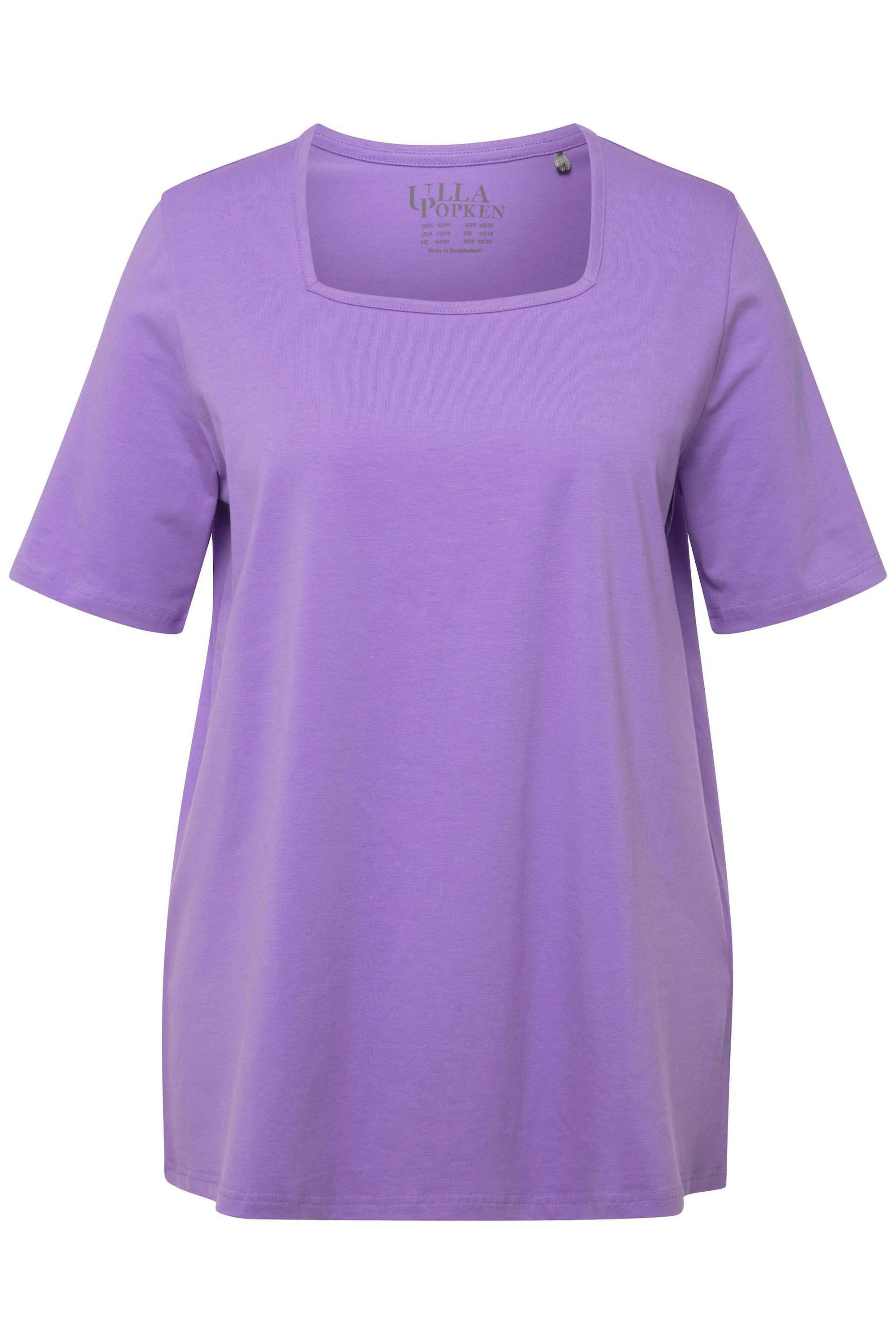 Ulla Popken T-Shirt T-Shirt A-Linie Carré-Ausschnitt Halbarm günstig online kaufen