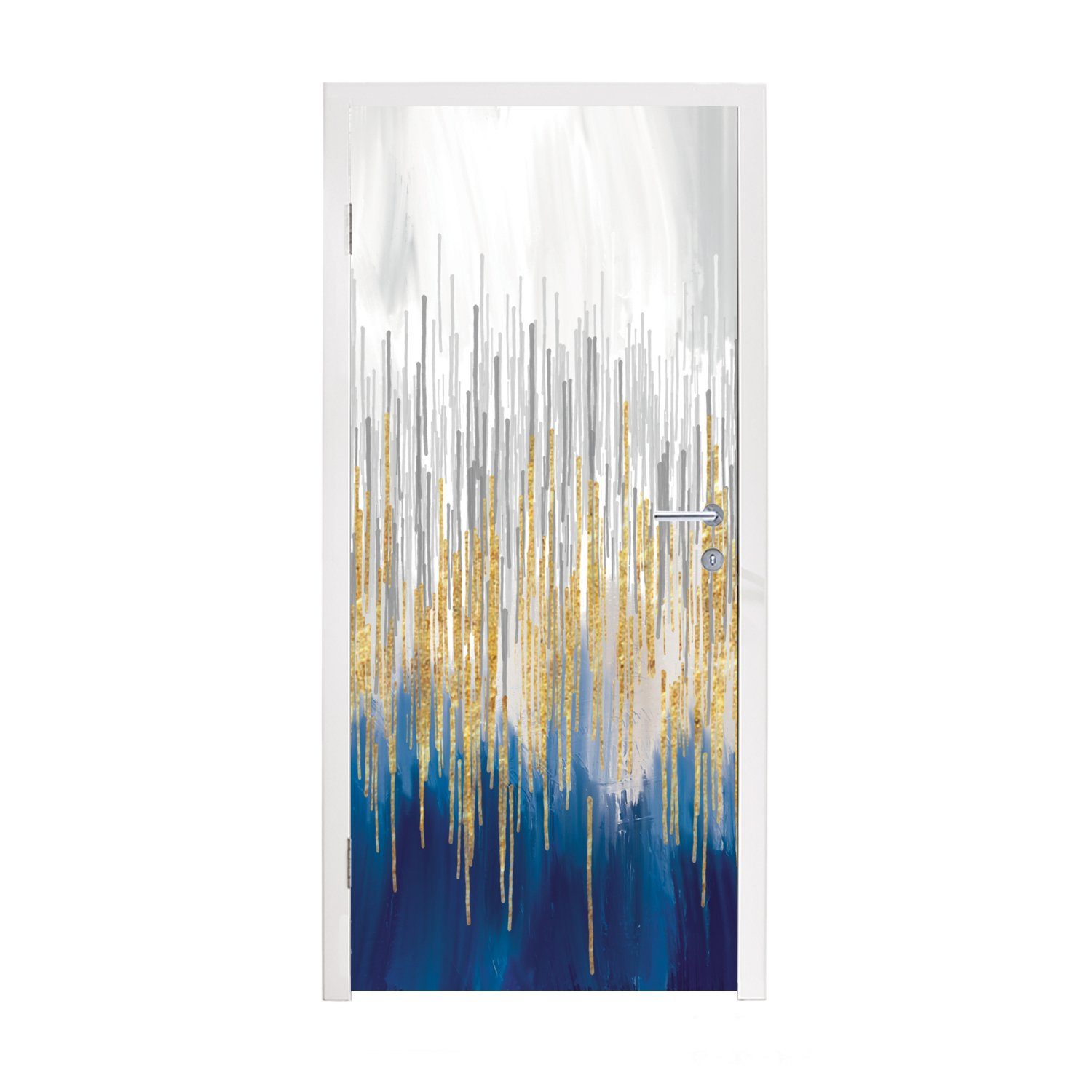 MuchoWow Türtapete Abstrakt - Gemälde - Öl, Matt, bedruckt, (1 St), Selbstklebende Tapete, Folie für Möbel, 75x205 cm