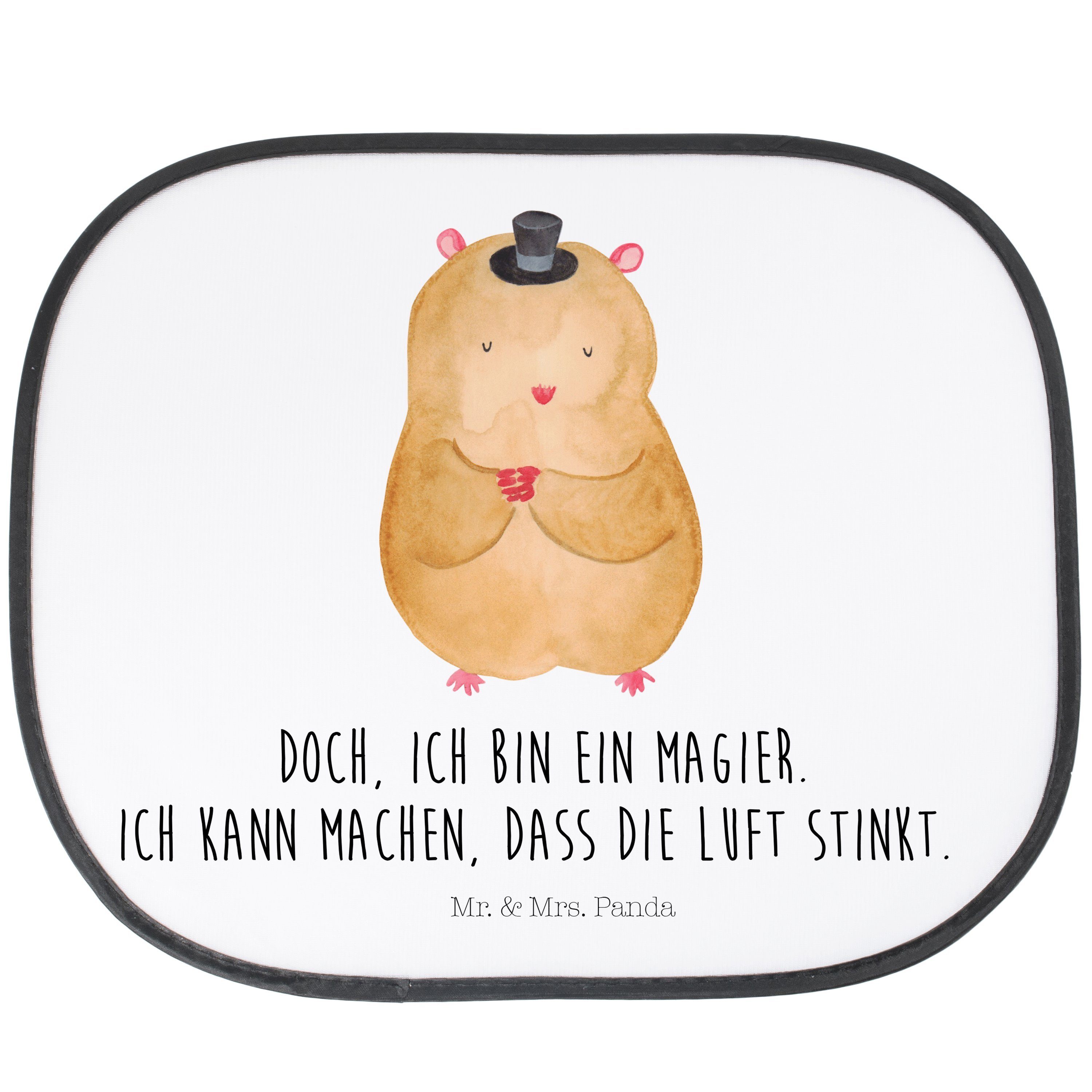 Sonnenschutz Hamster mit Hut - Weiß - Geschenk, Zwerghamster, lustige Sprüche, Son, Mr. & Mrs. Panda, Seidenmatt | Fensterfolien