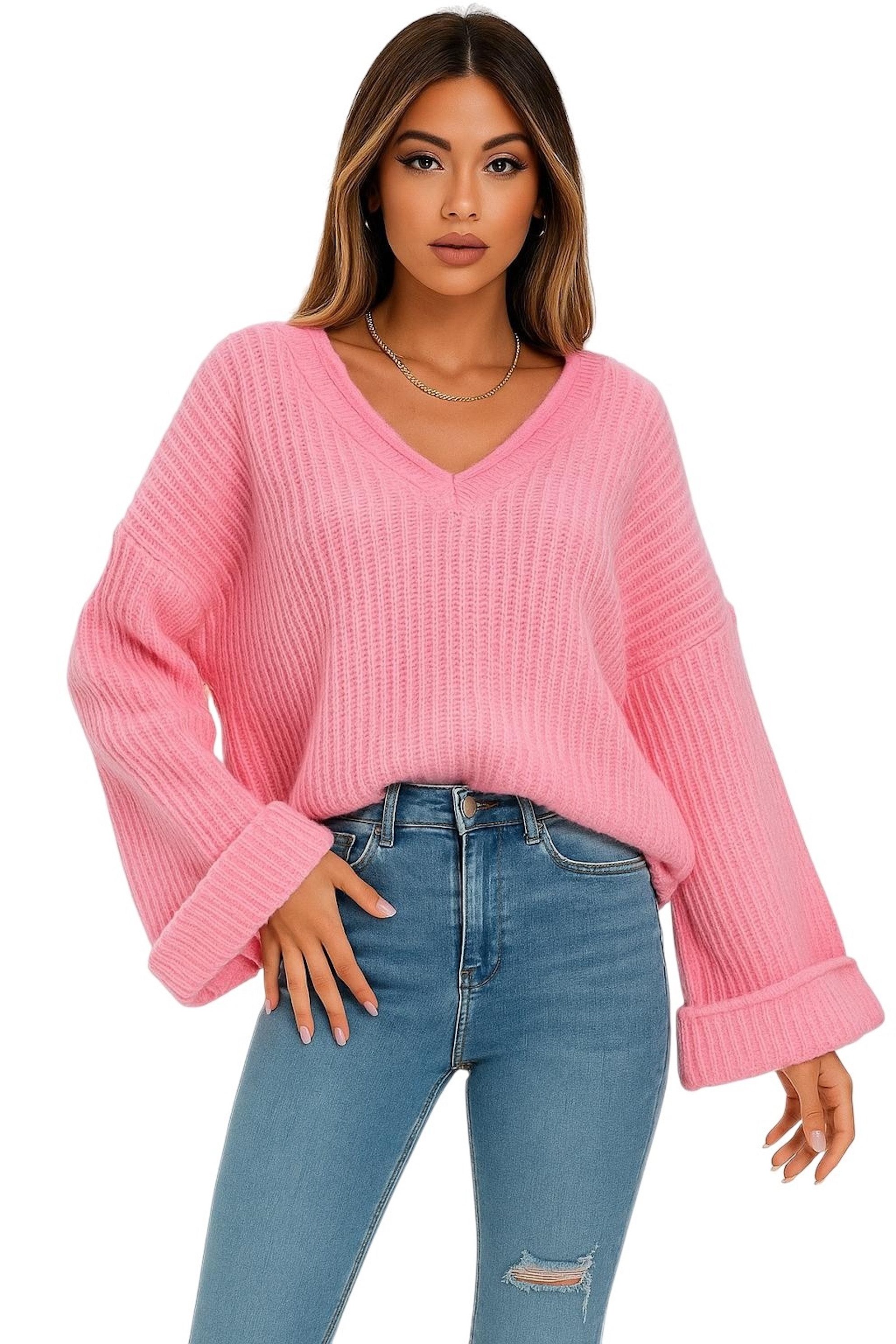 Worldclassca V-Ausschnitt-Pullover WORLDCLASSCA Damen Oversize Strickpulllo günstig online kaufen