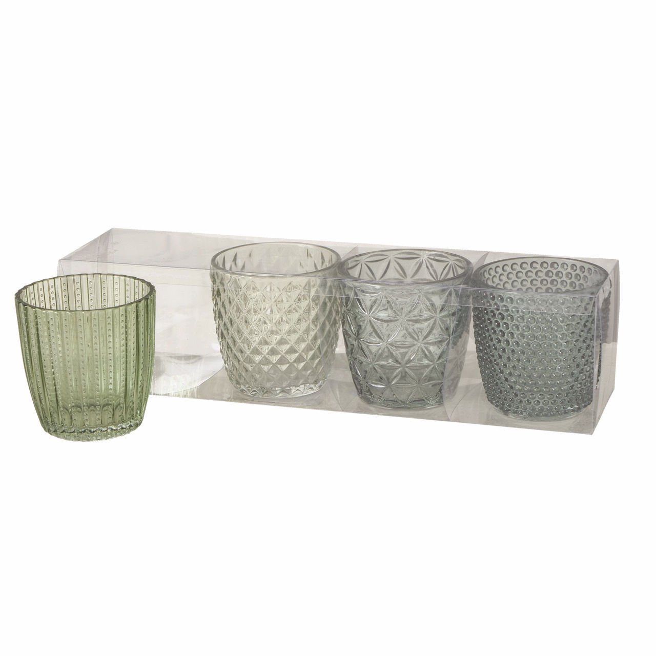 Spetebo Windlicht Glas Teelichthalter 4er transparent grün (Set, 4 St., 4er-Set) – Bild 2 von 3