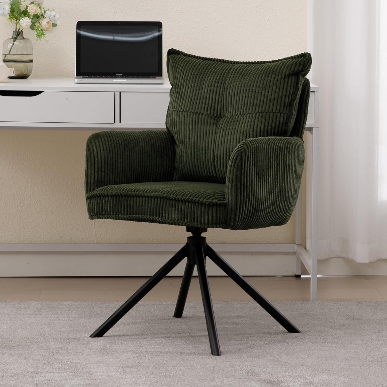 WAHSON OFFICE CHAIRS Bürostuhl Kordsamt-Bürostuhl, ergonomisch, 360° drehbar mit Metallgestell