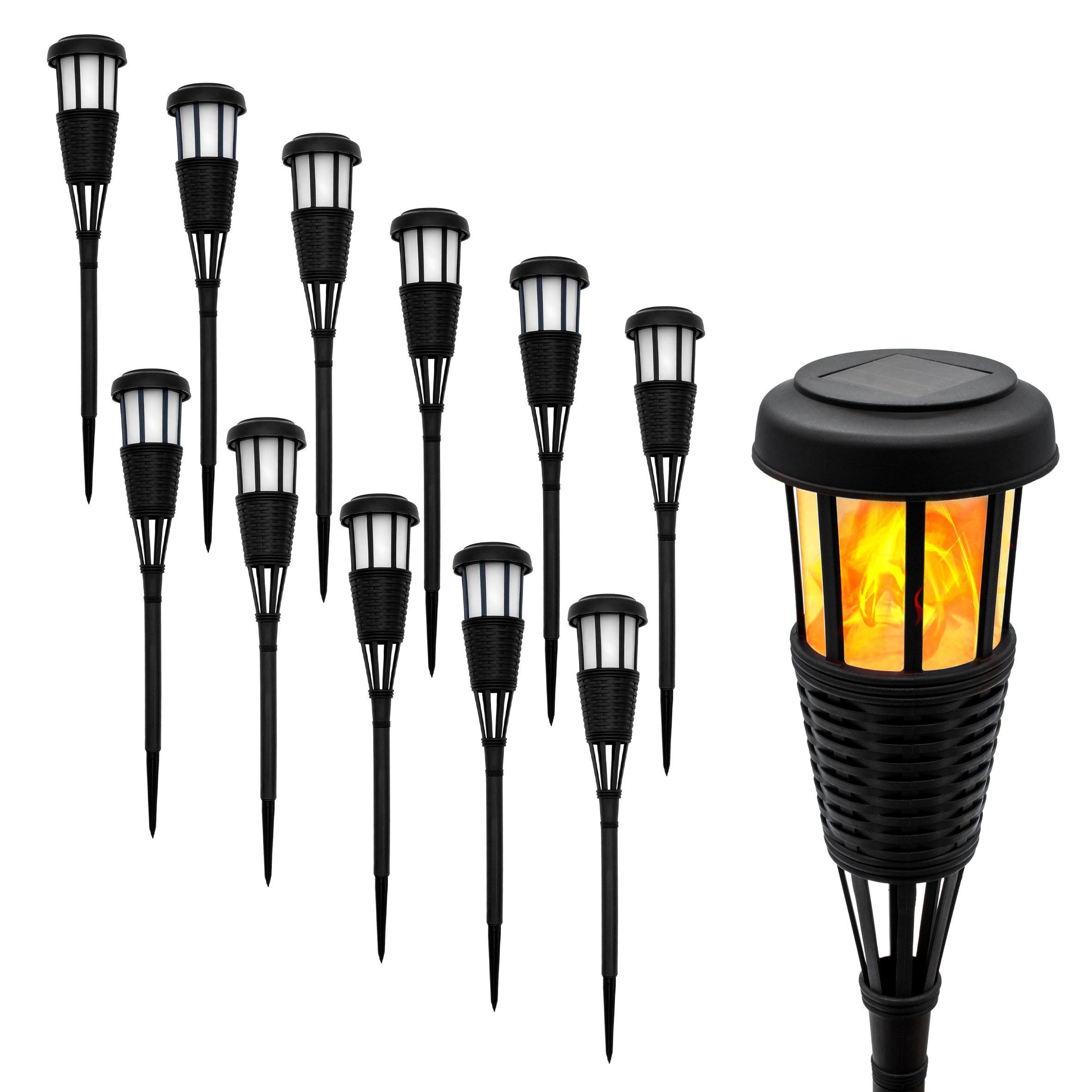 LED Gartenfackel in Rattan Optik - Solarleuchte 48 x 10 cm