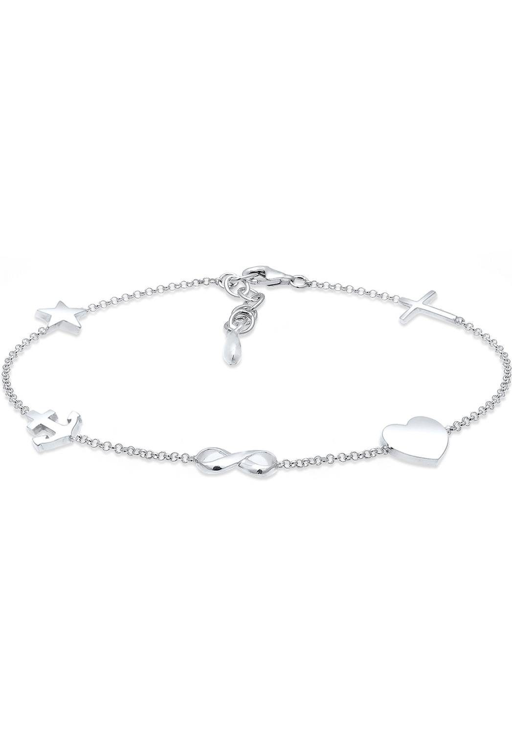 Armband Herz Anker Infinity-Unendlichkeitsschleife Silber Kreuz 0201951617 Stern, Elli