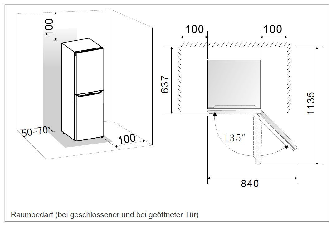 Hanseatic Kühl-/Gefrierkombination HKGK14349CR, 143 cm breit, 49,5 Abtauautomatik, cm rot FreshZone hoch