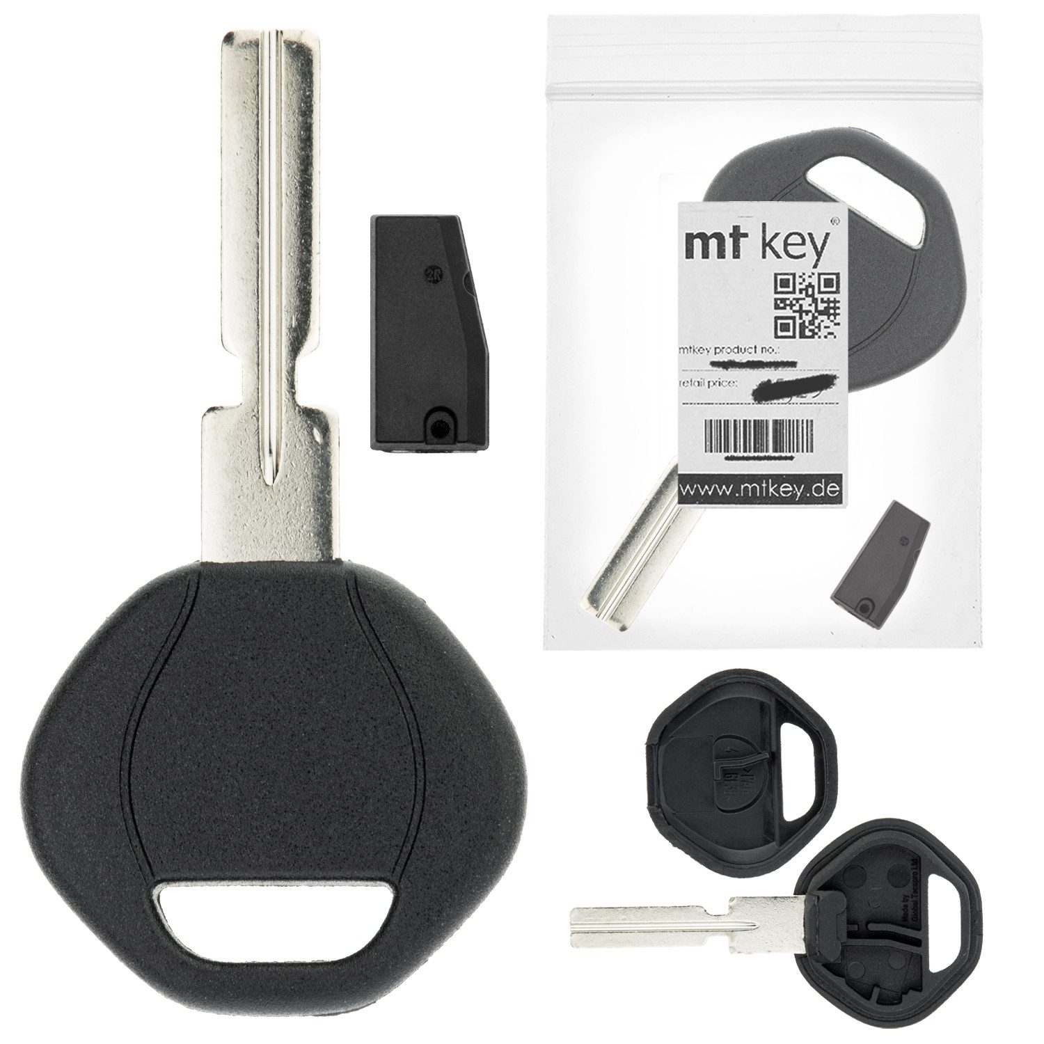 mt-key Schlüsseltasche Auto Zünd Schlüssel Rohling HU58 + ID46 Transponder (Set), für Bmw 3-Series E46 (99-06); 7-Series E38 (99-01); 7-Series E65, ...