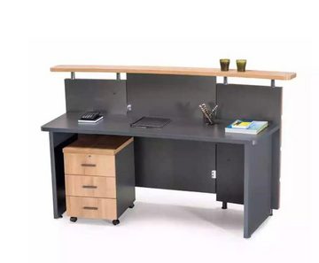 JVmoebel Empfangstheke Moderne Empfangstheke + Kommode aus grauem Holz Büromöbel neu (2-St., Empfangstheke/Kommode)