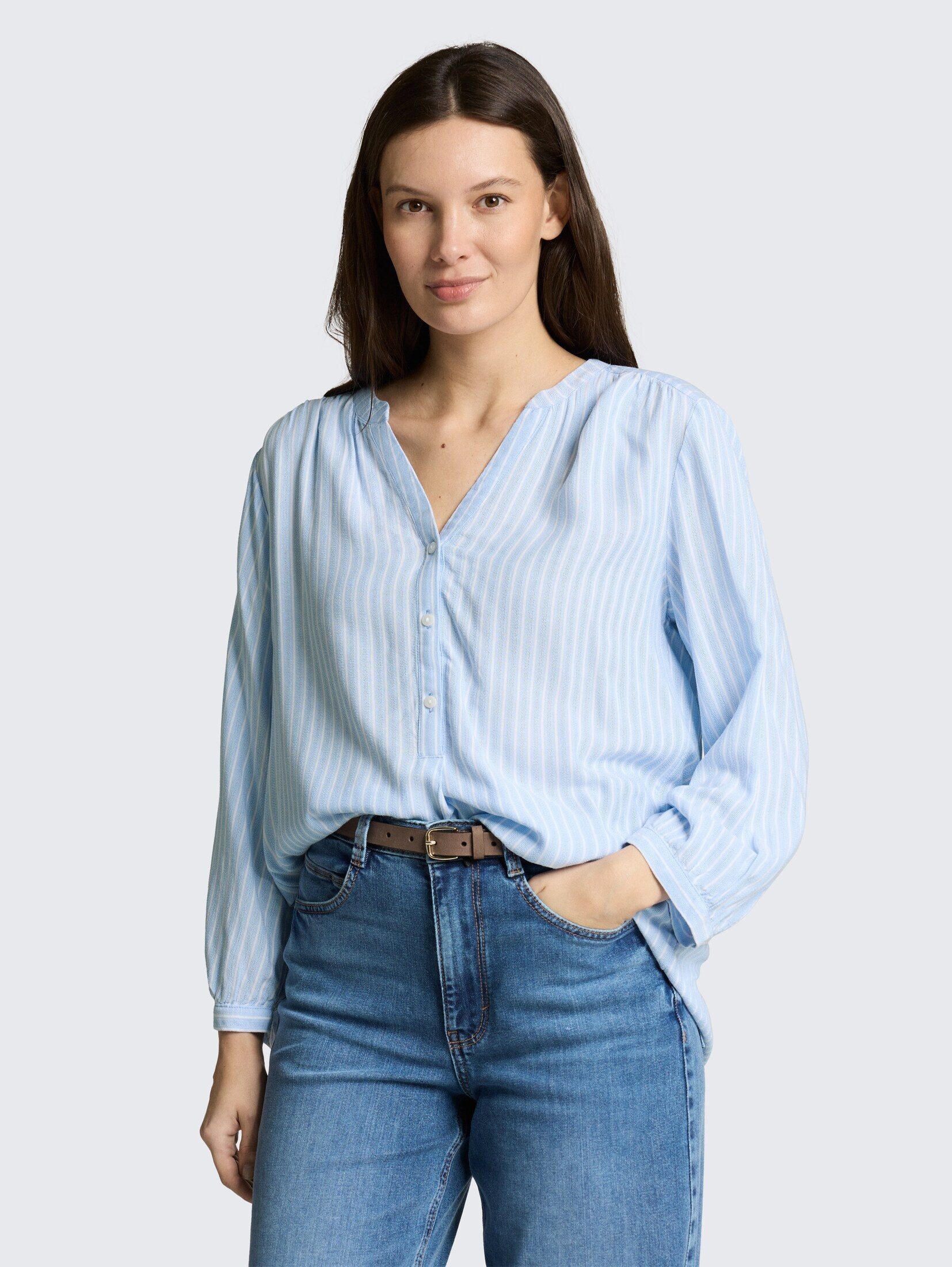 TOM TAILOR Langarmbluse Blusen & Shirts Bluse mit Streifenmuster günstig online kaufen