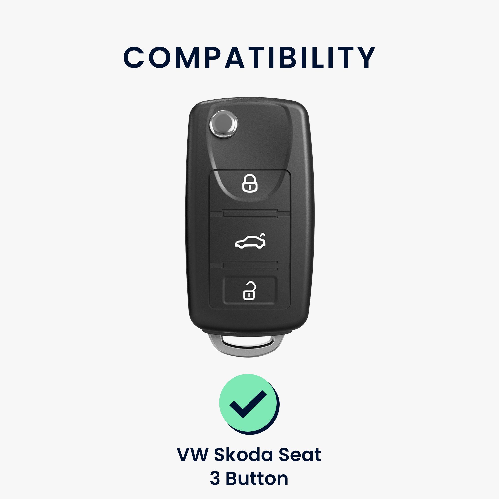 Autoschlüssel Schlüsselhülle VW Cover Skoda Anthrazit Case Seat, kwmobile Schlüssel Hülle Hochglanz Schlüsseltasche Silikon für