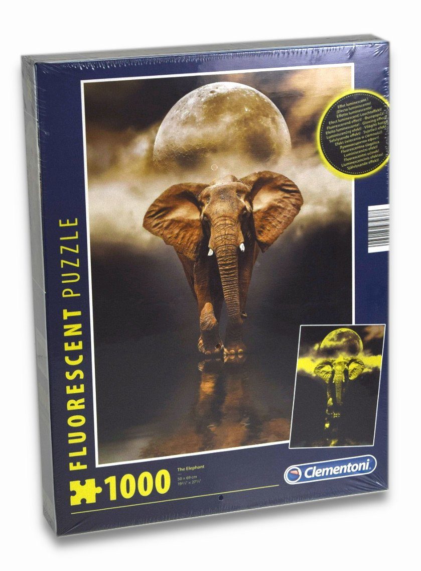 Clementoni® Puzzle Puzzle - Der Elefant (fluoreszierend, 1000 Teile), 1000 Puzzleteile, leuchtet