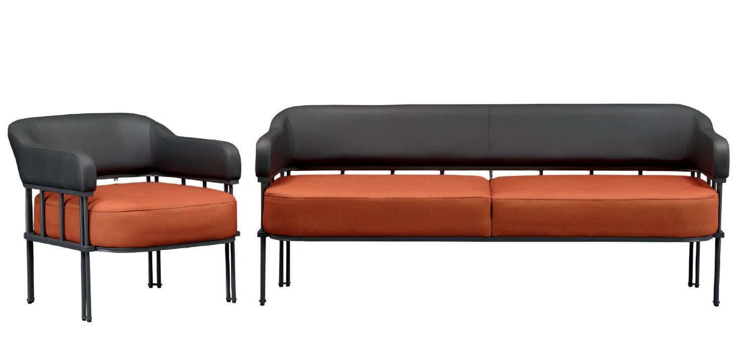 Xlmoebel Polstergarnitur Moderne Couch und Sessel aus hochwertigem Leder in eleganter Optik, (Wohnzimmer Set 2tlg (Sofa 3 Sitzer + Sessel), Hergestellt in Europa
