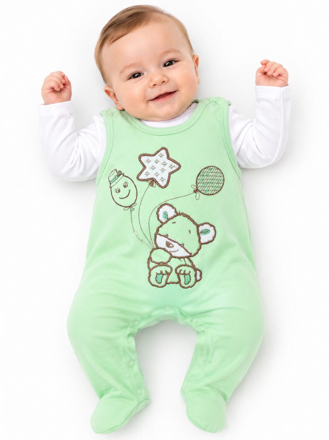 La Bortini Strampler Baby Strampler Erstlingsanzug Velours Stramplerhose Langamshirt weich, warm, für Neugeborene, 44 50 56 62 68