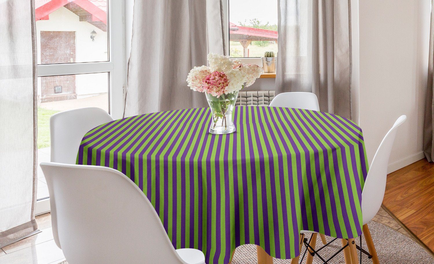 Blau, Tischdecke Bold Grün, Tischdecke für Kreis Dekoration, Küche Jahrgang Abakuhaus Stripes Esszimmer Abdeckung