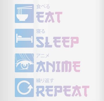 Shirtracer Tasse Eat Sleep Anime Repeat - Manga, Keramik, Anime Merch Kaffeetasse