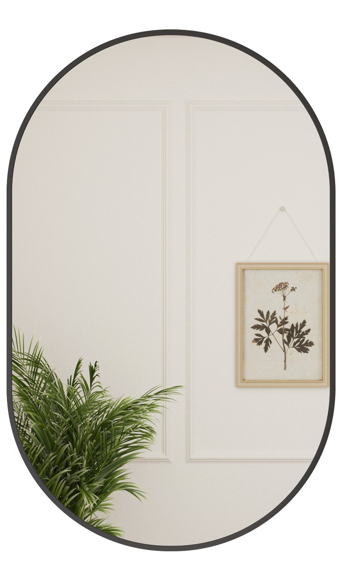 Dekospiegel Flur 80x50cm Flurspiegel Rund mit Metall Alu Rahmen Wandspiegel Oval