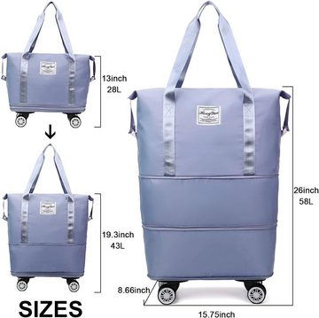 Silberstern Reisetasche Rollbare Reisetasche mit Rollen und Griffen. Faltbar und erweiterbar, Seesäcke für Herren und Damen mit abnehmbaren Rädern – vier Farben