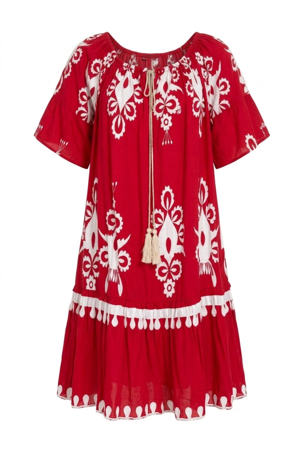 ITALY VIBES Sommerkleid - sommerlich luftiges Kleid Damen - Minikleid - Carmenkleid ONE SIZE / passend für Größe M - XXL