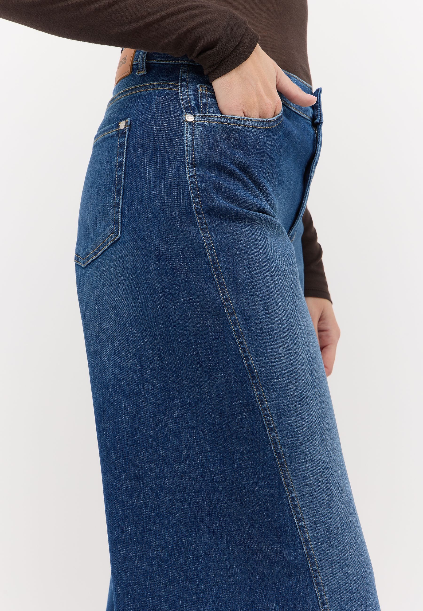 ANGELS Schlagjeans LIVA EDGY mit extraweitem Bein und Teilungsnaht