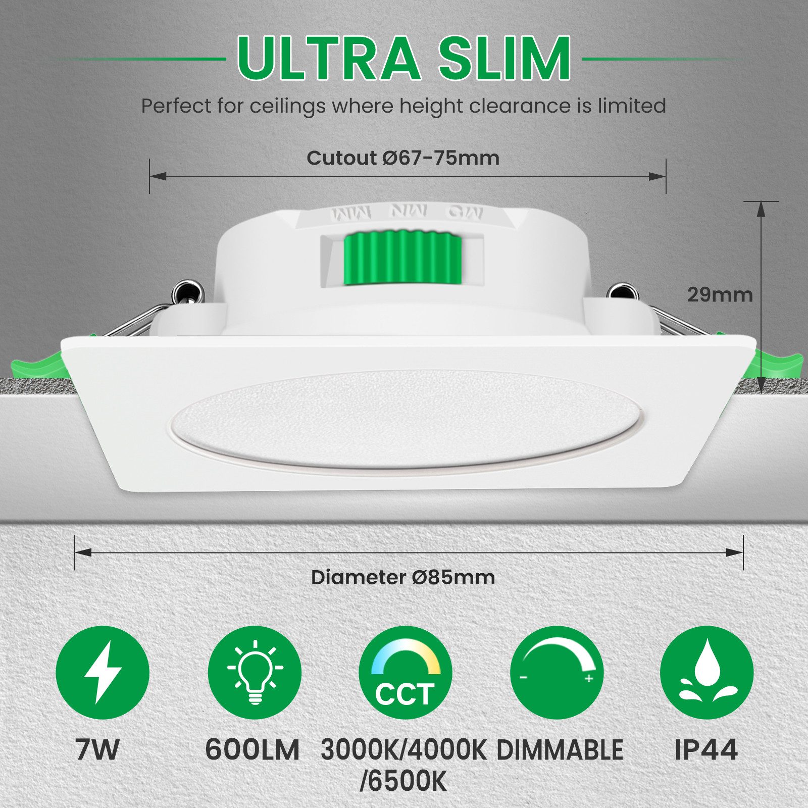 ALUSSO LED Einbaustrahler 6er-Set, 7W Decken Leuchte, 68mm Flach Strahler D günstig online kaufen