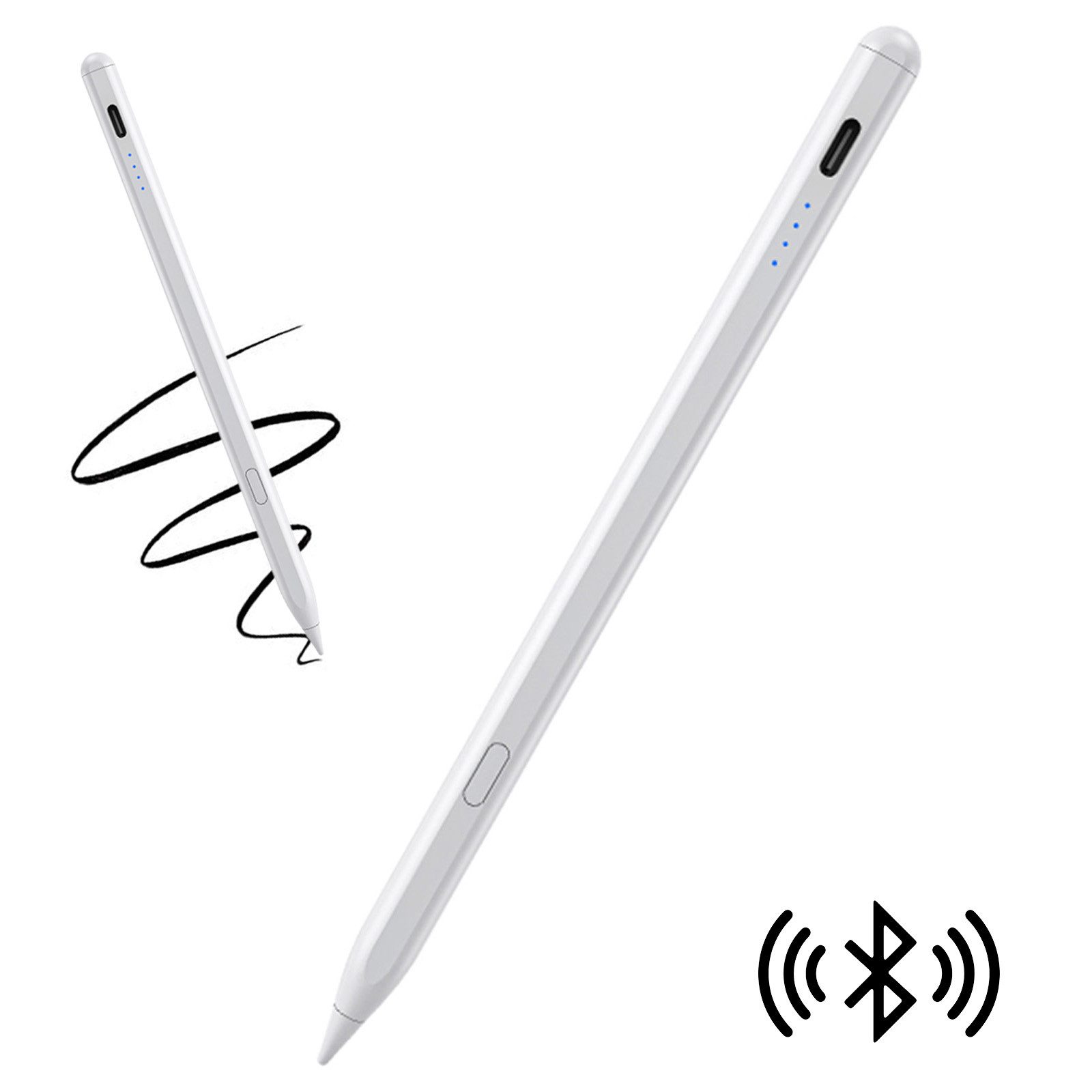 MODFU Eingabestift Stift Stylus Pen Touchstift Touchscreen Pencil für Apple iPads (Magnetische Adsorption des iPads, 1-St., Hochpräzise Handflächenerkennung 4 LED-Anzeige Neigungsempfindlich) Magnetisches Pen Kompatibel mit iPad iPad Pro iPad Mini iPad Air