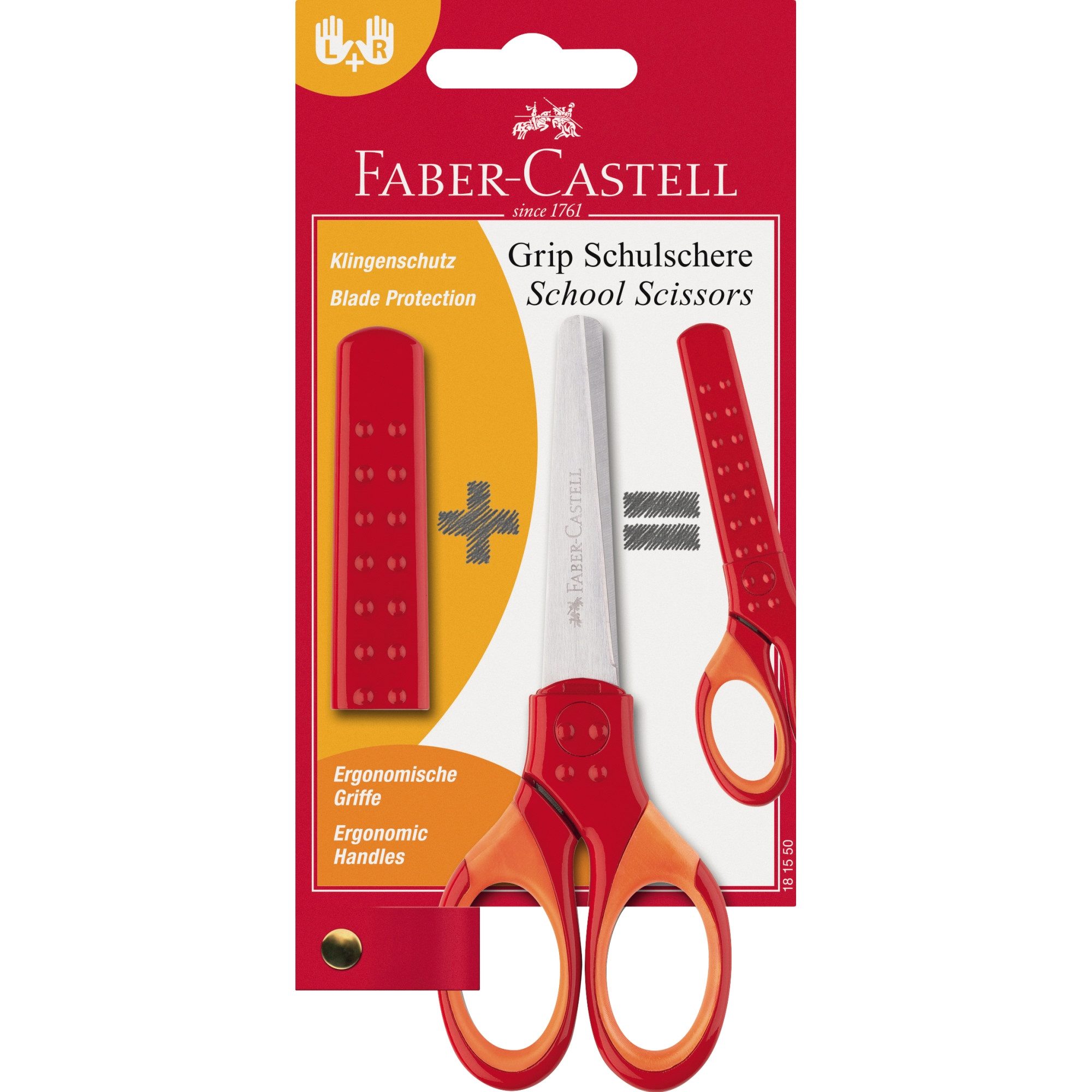 Faber-Castell Papierscheren Schulschere Grip 181550 rot (5 Stück)
