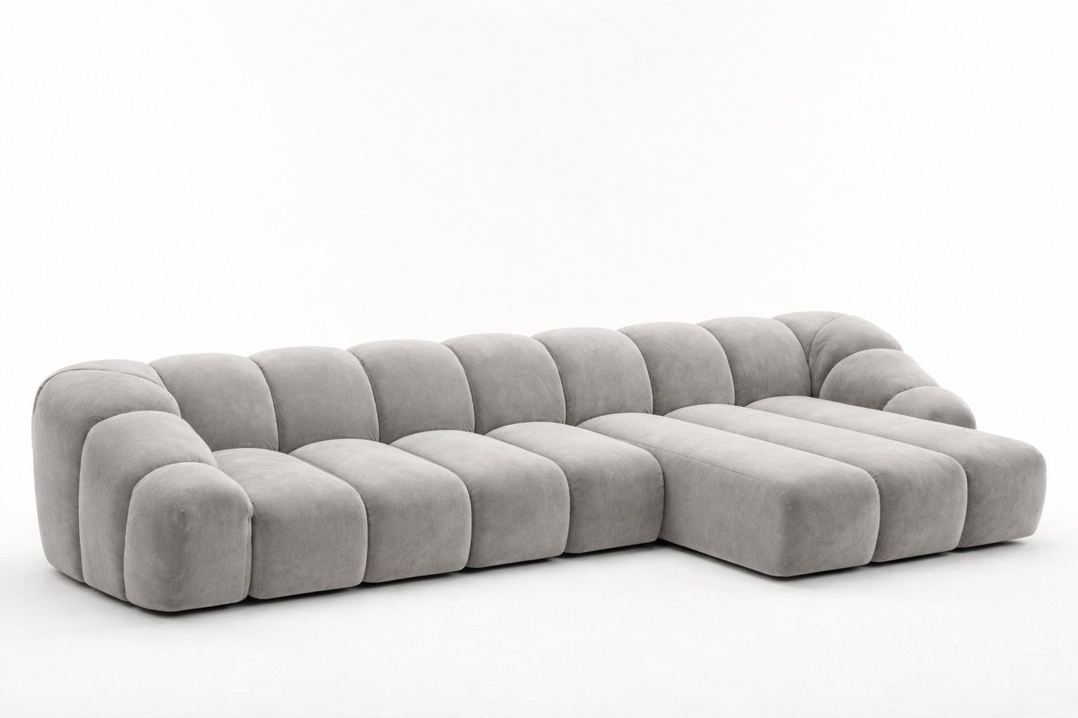 Kaiser Möbel Ecksofa L XL modular für Wohnzimmer, Samtstoff Bluvel, CROISSANT, Ecksofa, L-Form XL,modulares System,hoher Sitzkomfort