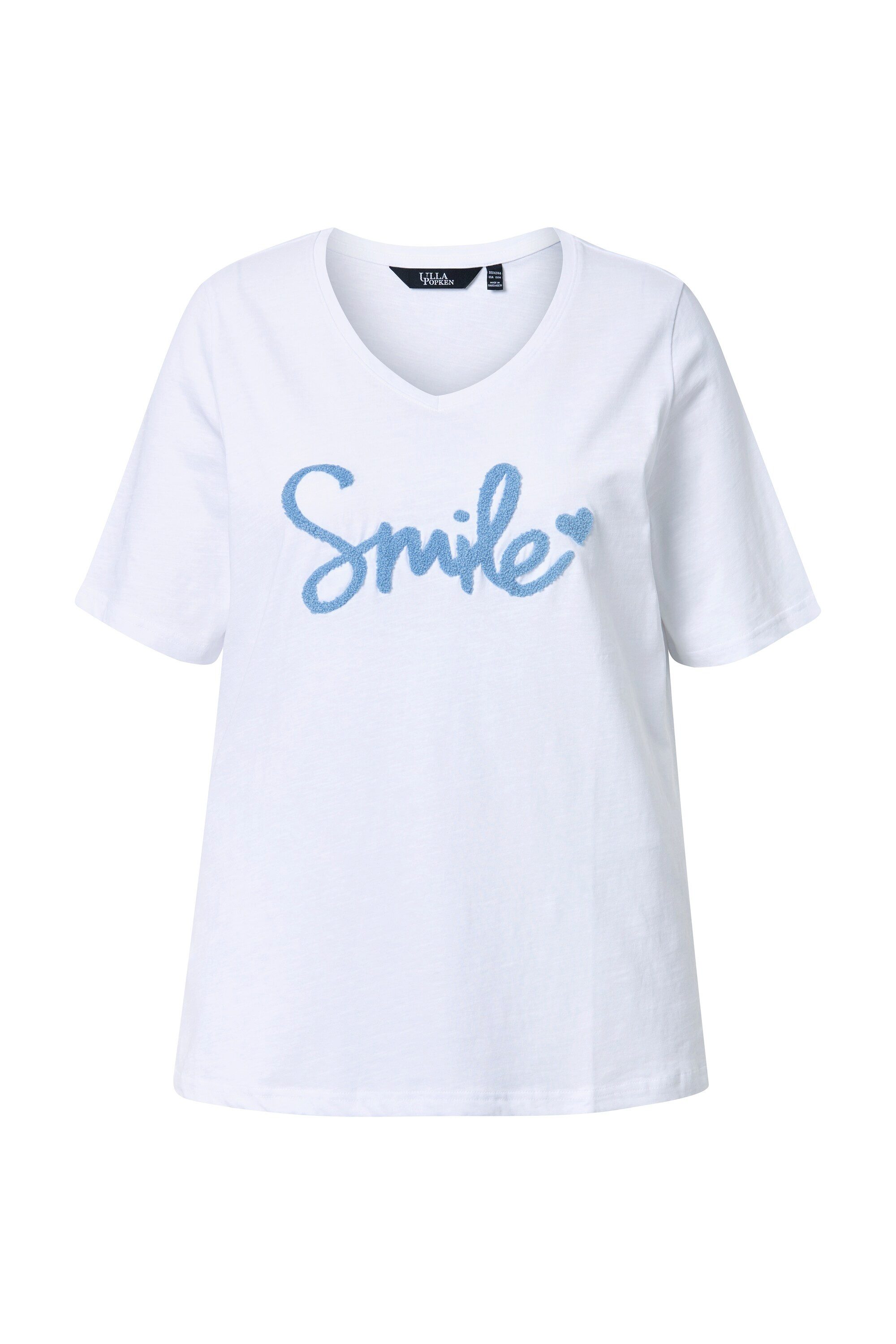 Ulla Popken T-Shirt T-Shirt Smile Classic V-Ausschnitt Halbarm günstig online kaufen
