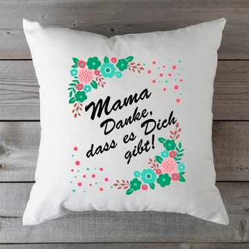 GRAVURZEILE Zierkissen mit Spruch - Mama Danke, dass es Dich gibt - zu Muttertag -, starke Farben ohne verblassen, Maschinenwäsche geeignet - ohne Füllung