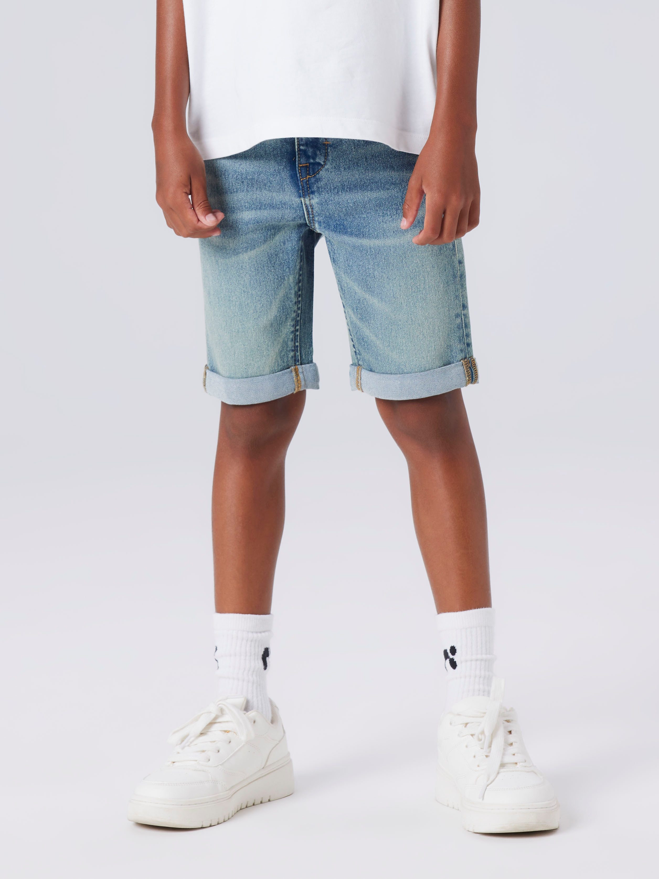 Name It Jeansshorts NKMSILAS SLIM DNM L SHORT Baumwollmischung, Stretch, Umschlagsaum