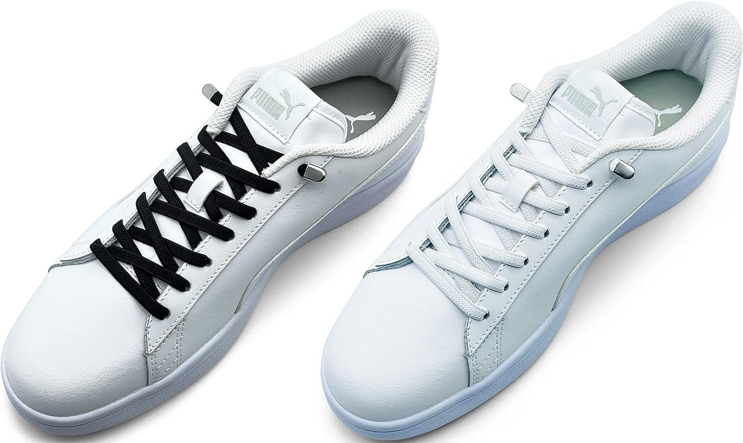ELANOX Шнурки 4 Stück für 2 Paar Schuhe elastische Шнурки mit Clips, inkl. Enden (Clips) - 8 St. in silber