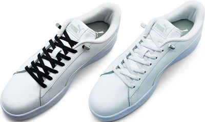 ELANOX Schnürsenkel 4 Stück für 2 Paar Schuhe elastische Schnürsenkel mit Clips, inkl. Enden (Clips) - 8 St. in silber