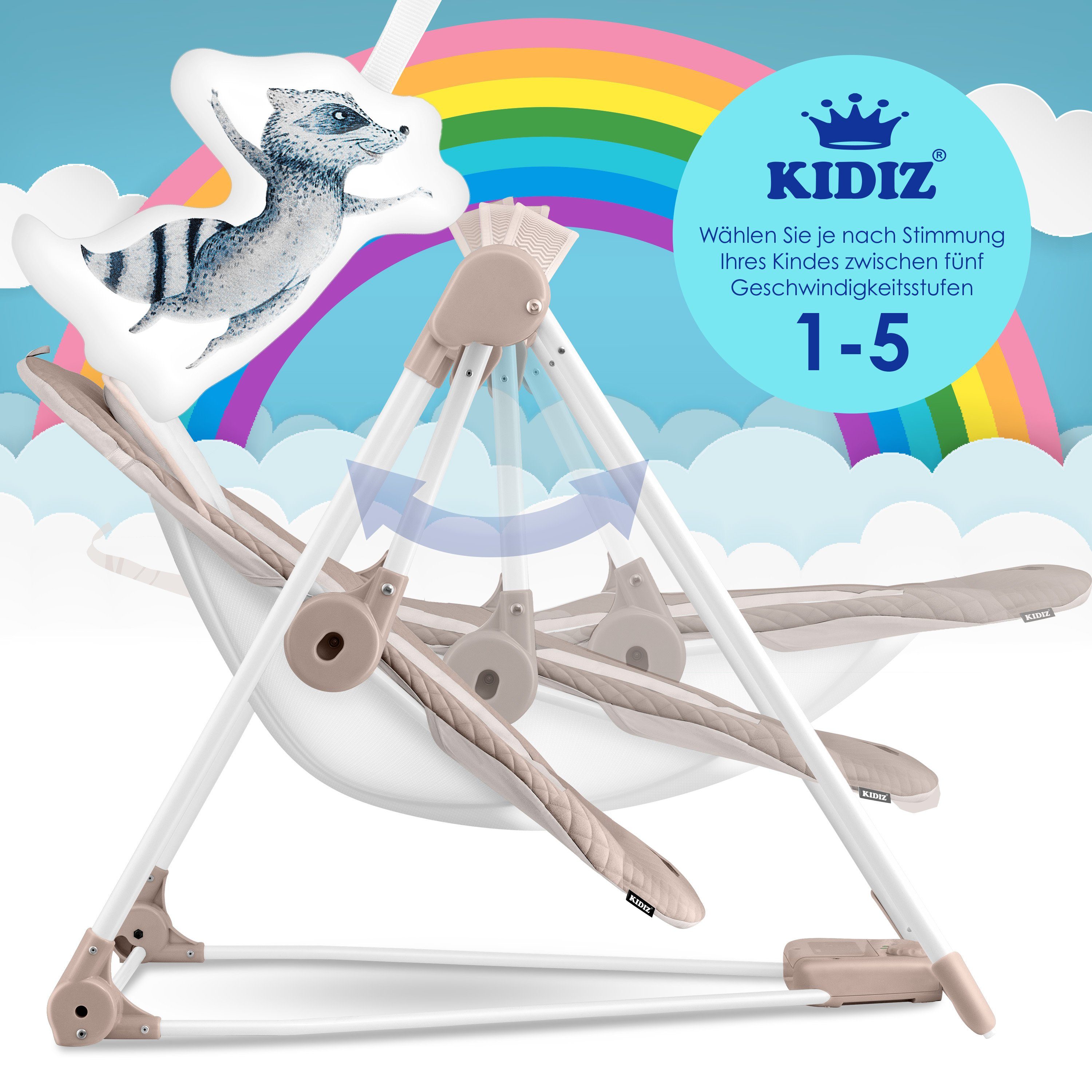 KIDIZ Babywippe, Babywippe Babyschaukel mit Geschwindigkeitseinstellungen