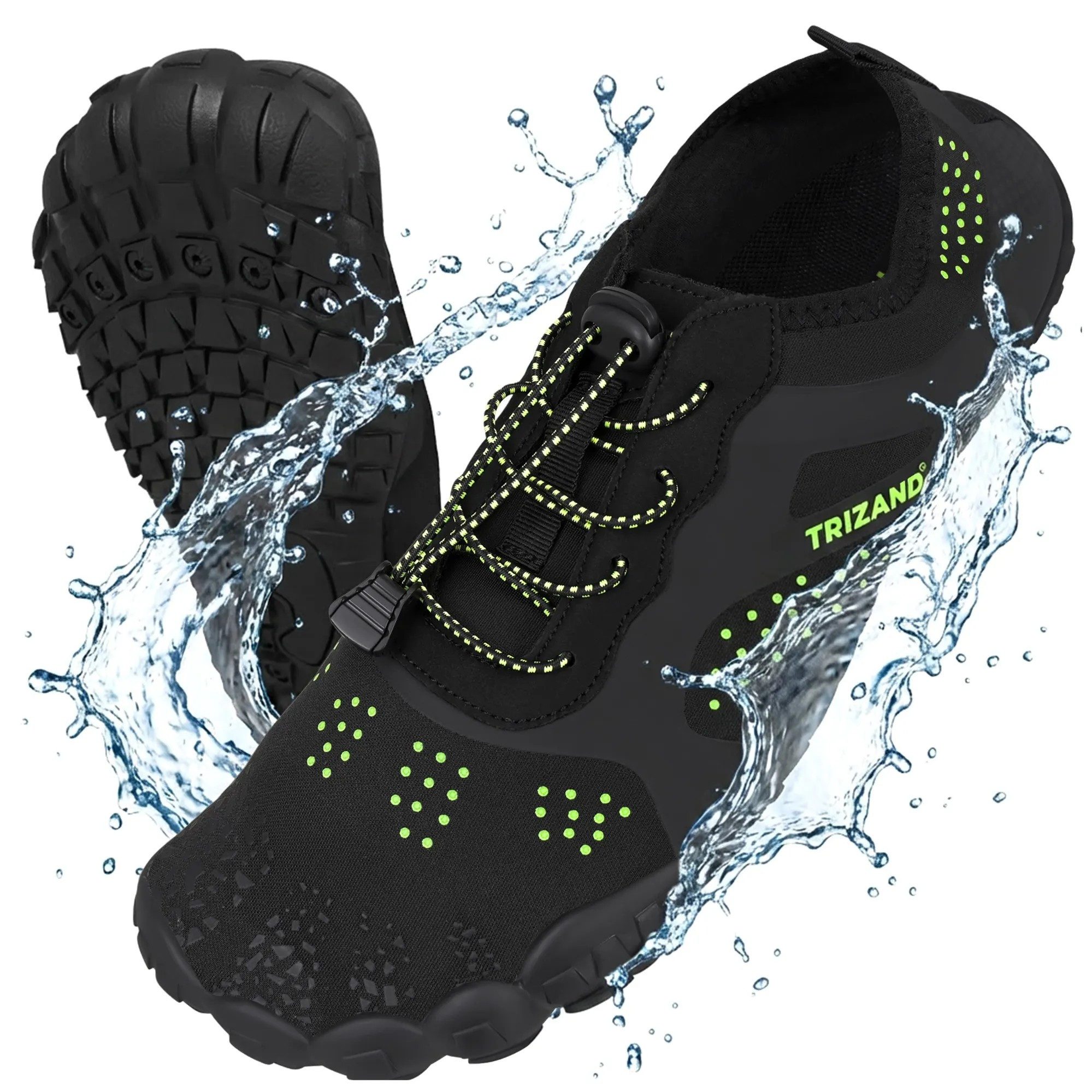 Trizand Badeschuh Strandschuh Barfussschuh Wasserschuh (Spar-Set, 1-tlg., 44) rutschfeste Sohle, 5 mm, schnelltrocknend, Schnürung