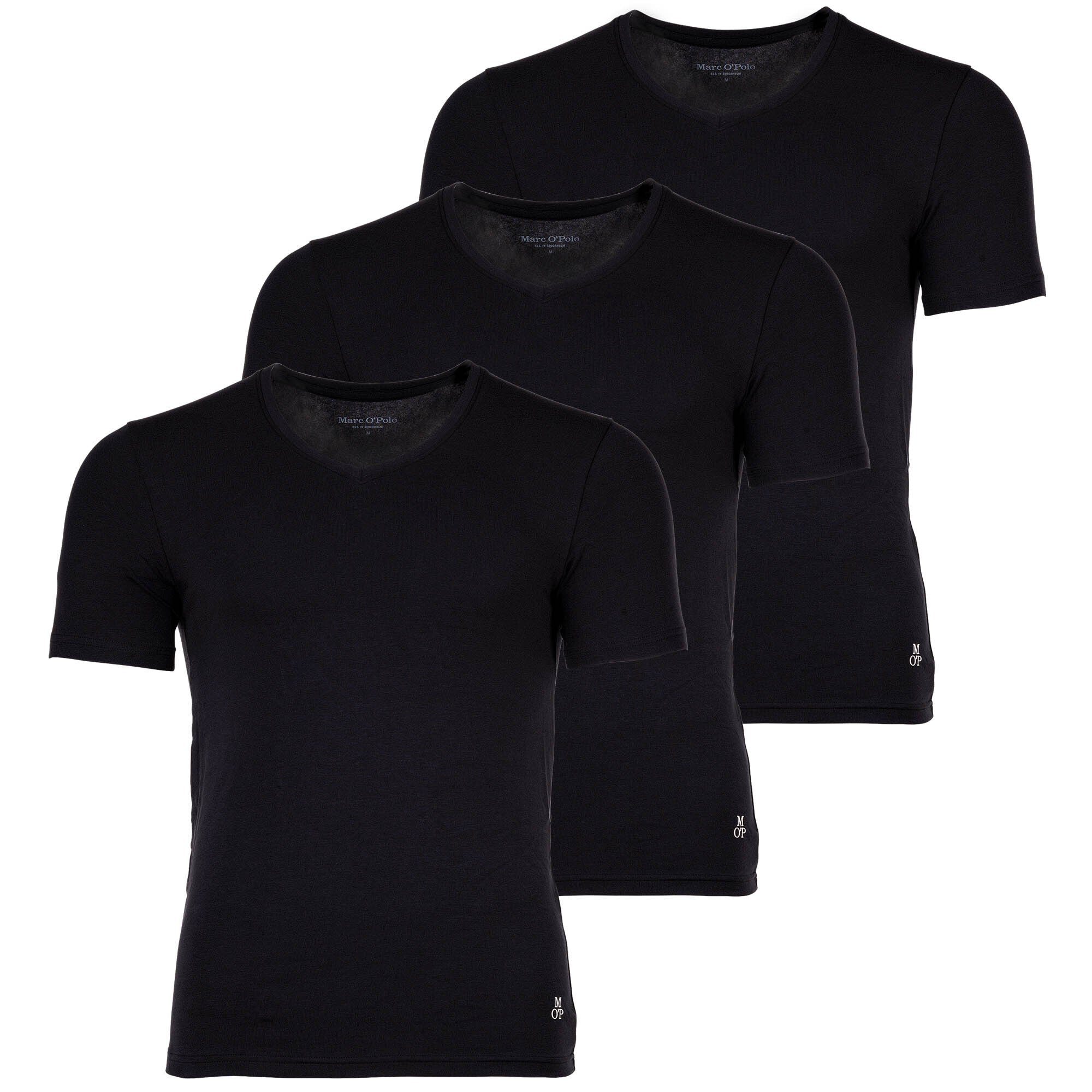 Marc O'Polo T-Shirt Herren T-Shirt, 3er Pack - Shirt, V-Neck, Organic Schwarz