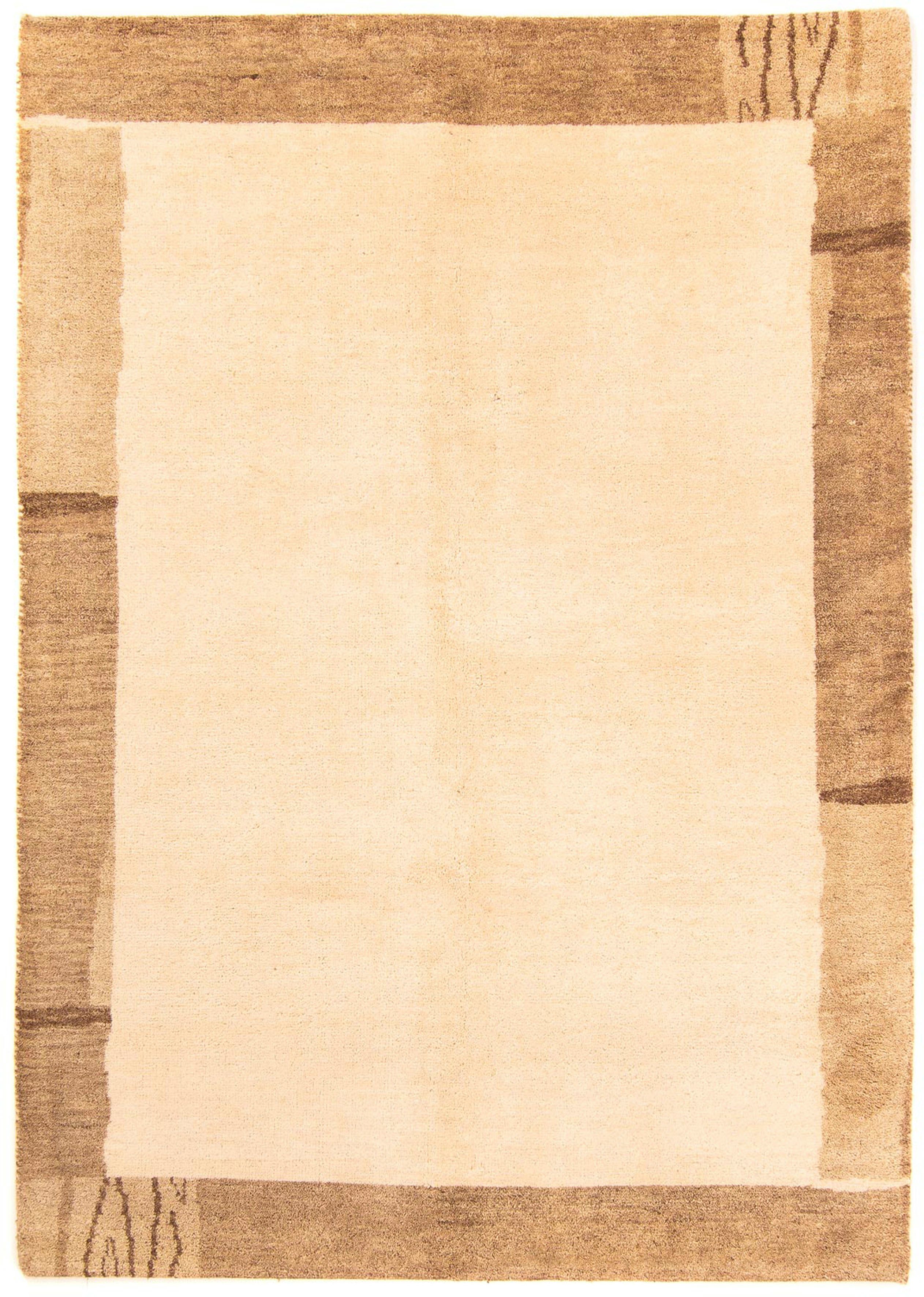 Wollteppich - beige, Handgeknüpft, mm, Einzelstück morgenland, Wohnzimmer, Zertifikat 18 - 144 Indus Höhe: x mit rechteckig, Gabbeh - cm 202
