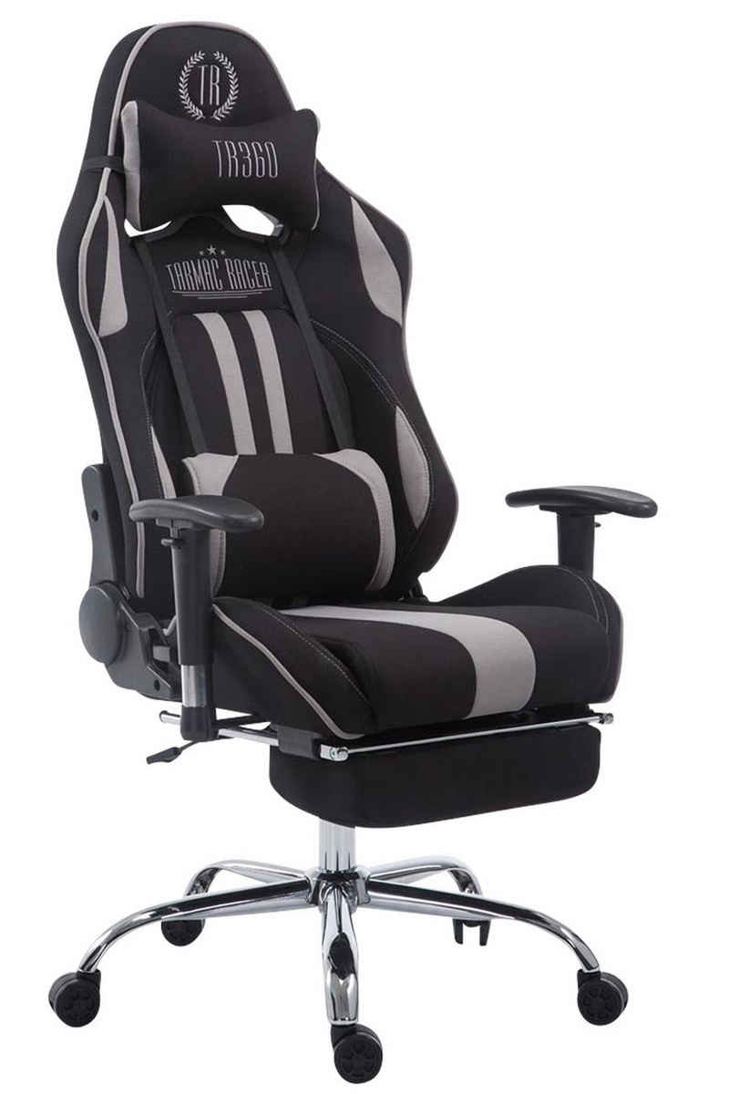 TPFLiving Gaming-Stuhl Limitless-2 mit bequemer Rückenlehne - höhenverstellbar - 360° drehbar (Schreibtischstuhl, Drehstuhl, Gamingstuhl, Racingstuhl, Chefsessel), Gestell: Metall chrom - Sitzfläche: Stoff schwarz/grau