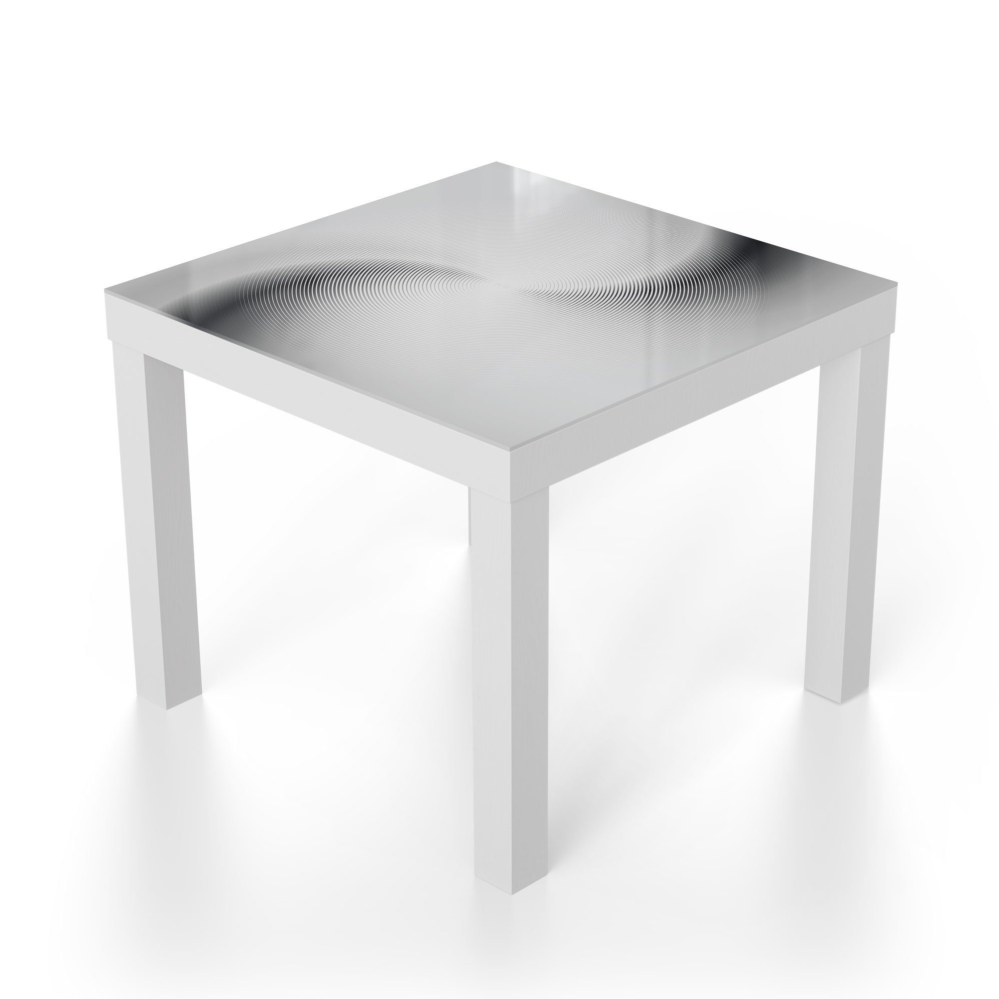 DEQORI Couchtisch 'Rundes Beistelltisch Rillenmuster', Weiß Glastisch modern Glas