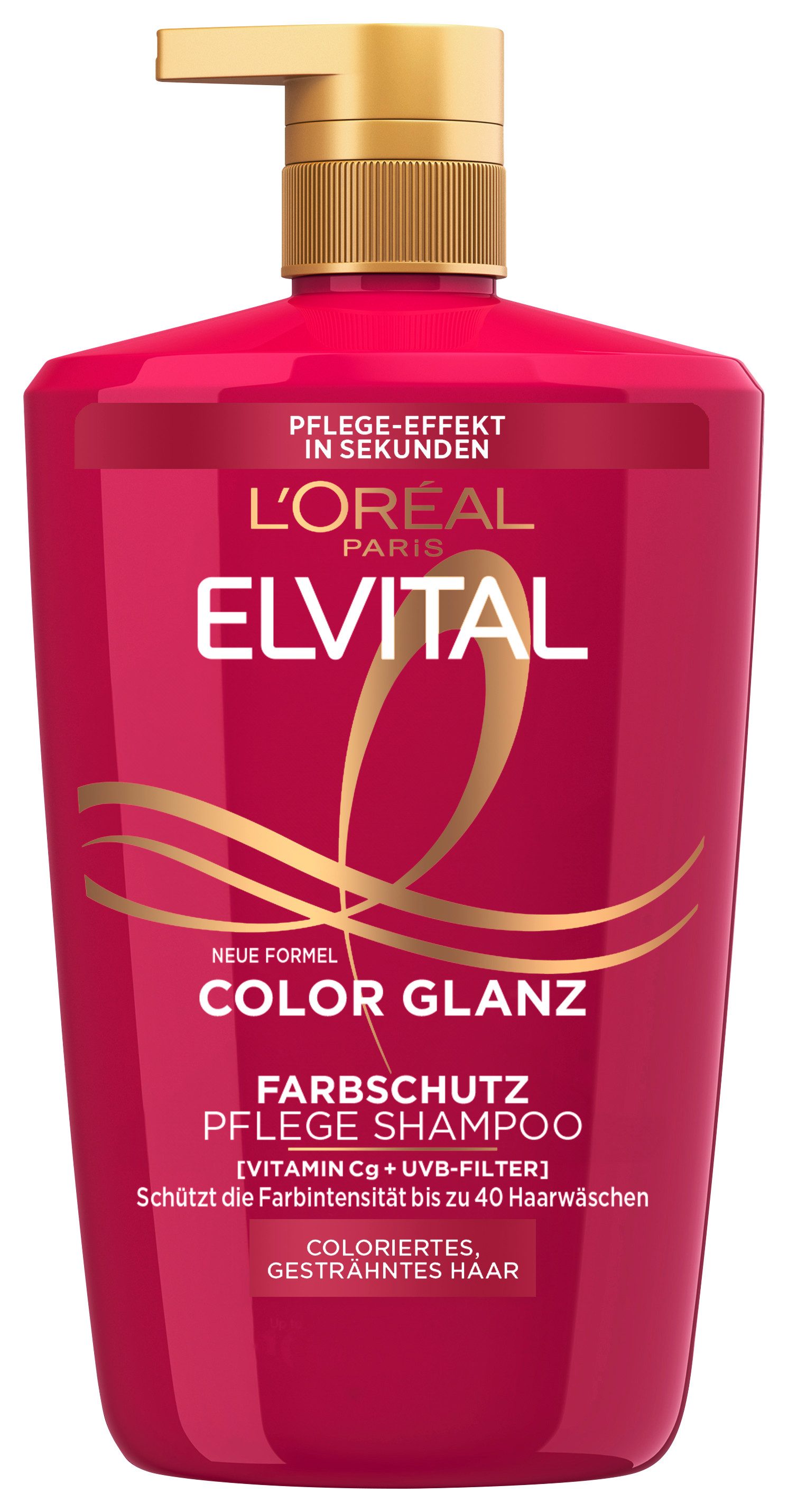 L'ORÉAL PARIS Haarshampoo Elvital Shampoo Color Glanz, Mit Farbschutz für längere Leuchtkraft, mit UVA-/UVB-Filter.