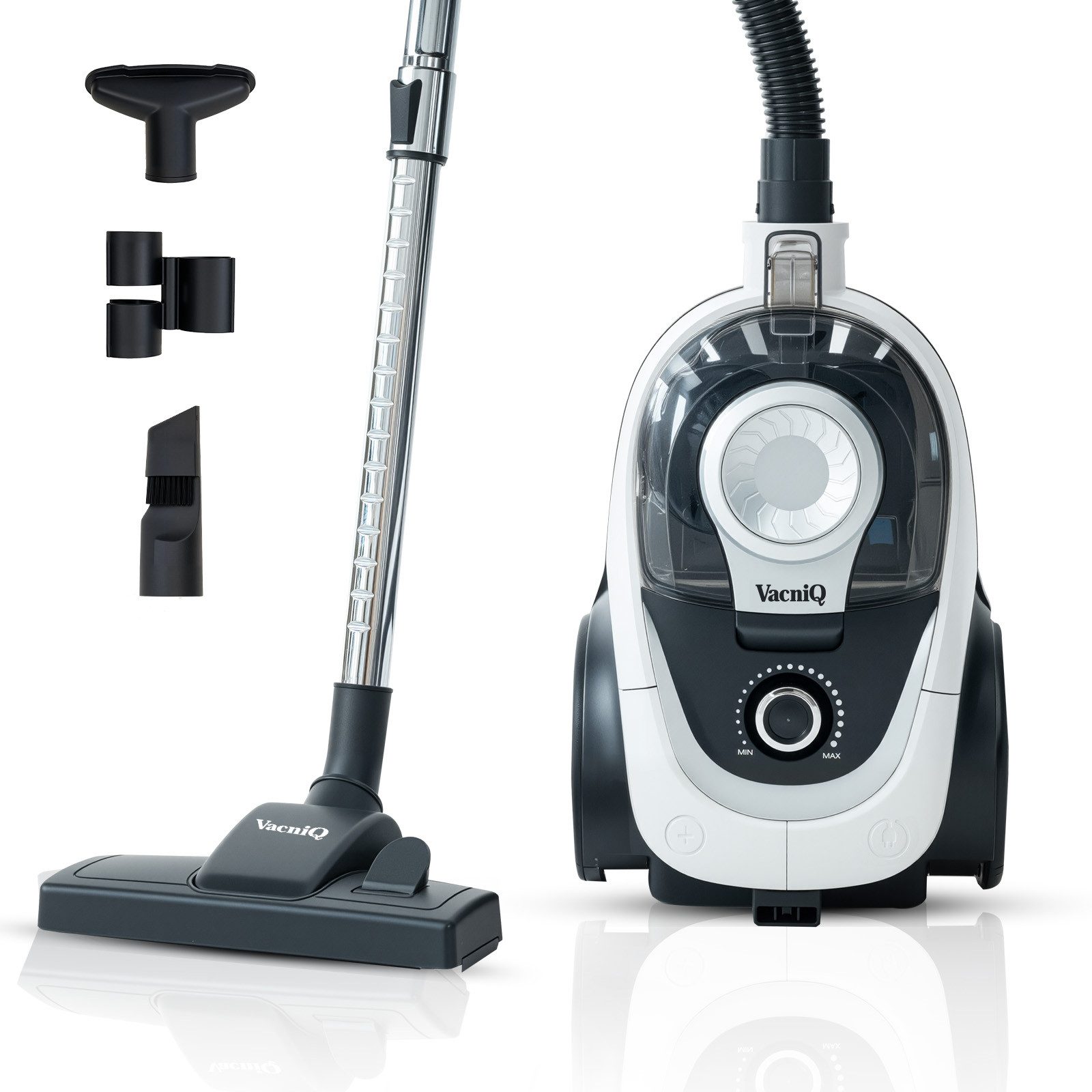 VacniQ Bodenstaubsauger VacniQ BR5, Hohe Saugleistung, Platzsparend, BEUTELLOSER STAUBSAUGE, 899 W, Für Hartboden/Teppich, Zyklonentechnologie für hohe Saugkraft, 899W