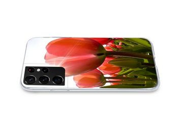 MuchoWow Handyhülle Blumen - Tulpen - Sonne, Phone Case, Handyhülle Samsung Galaxy S21 Ultra, Silikon, Schutzhülle
