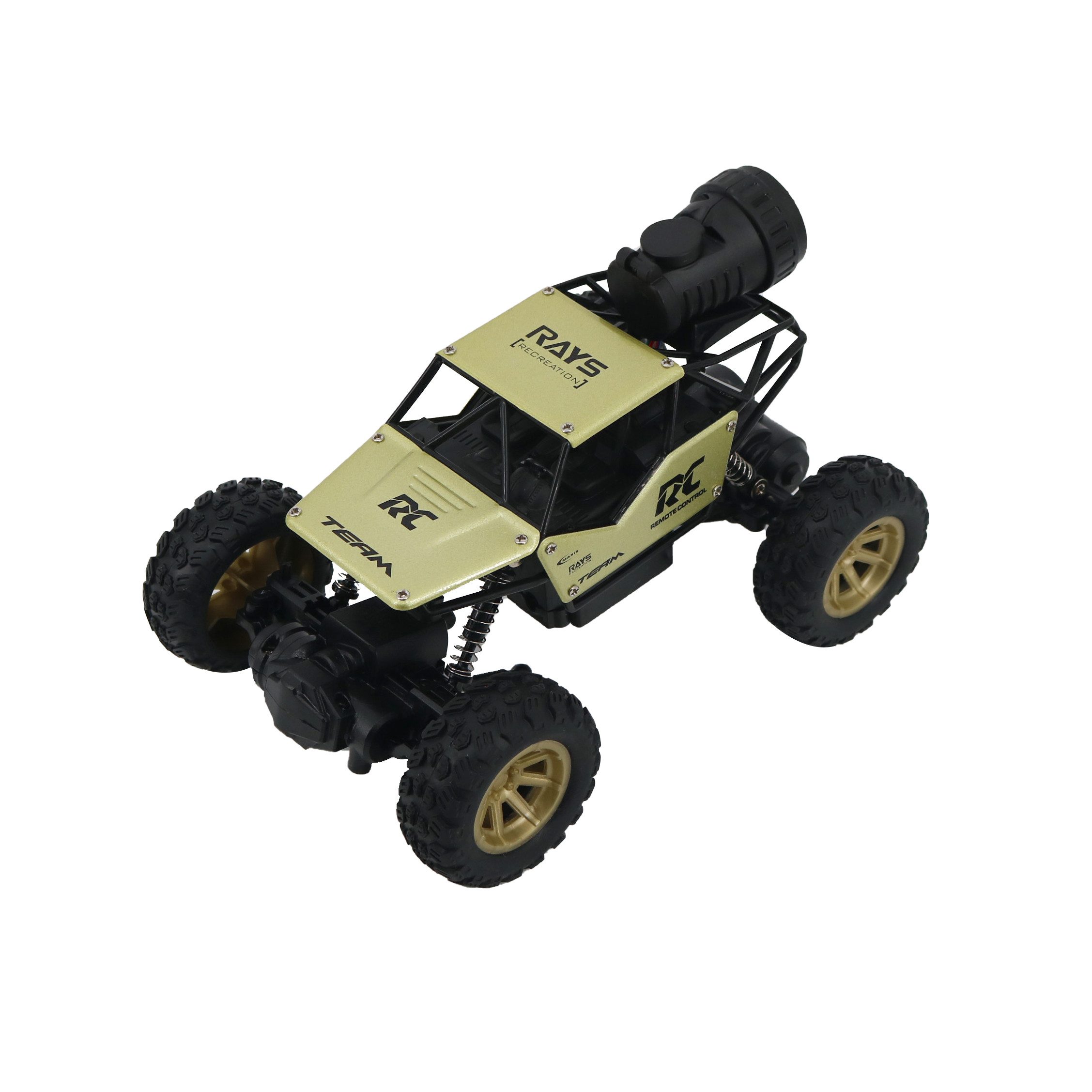FUNFY RC-Auto 1:18 Rock Crawler RC-Spielzeugauto mit Allradantrieb (griffigeren Reifen, Aluminiumkarosserie und wiederaufladbarer Batterie, Mit 4 weichen Aufhängungen, Doppelmotor, Blitznebelspray), Hohe Geschwindigkeit, All-Terrain & bis zu 40 Min. Laufzeit.