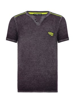 RedBridge T-Shirt Clarksville mit V-Ausschnitt melliert mit Neon