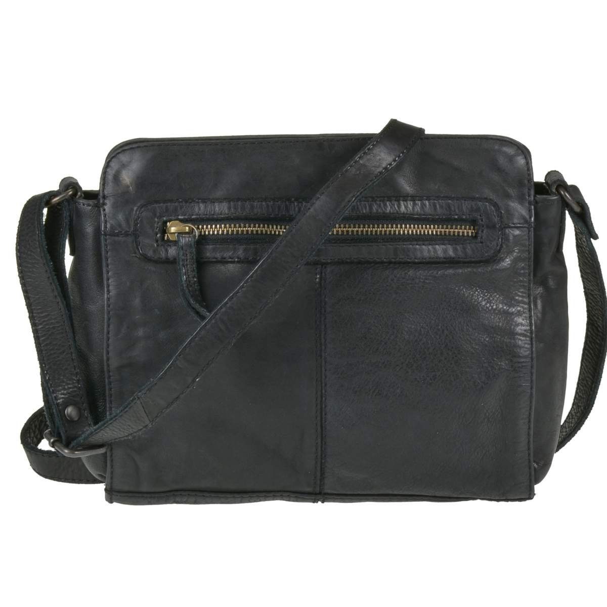Bear Design Umhängetasche Olivia, Schultertasche, Handtasche, Damentasche  28x21cm, Leder in schwarz