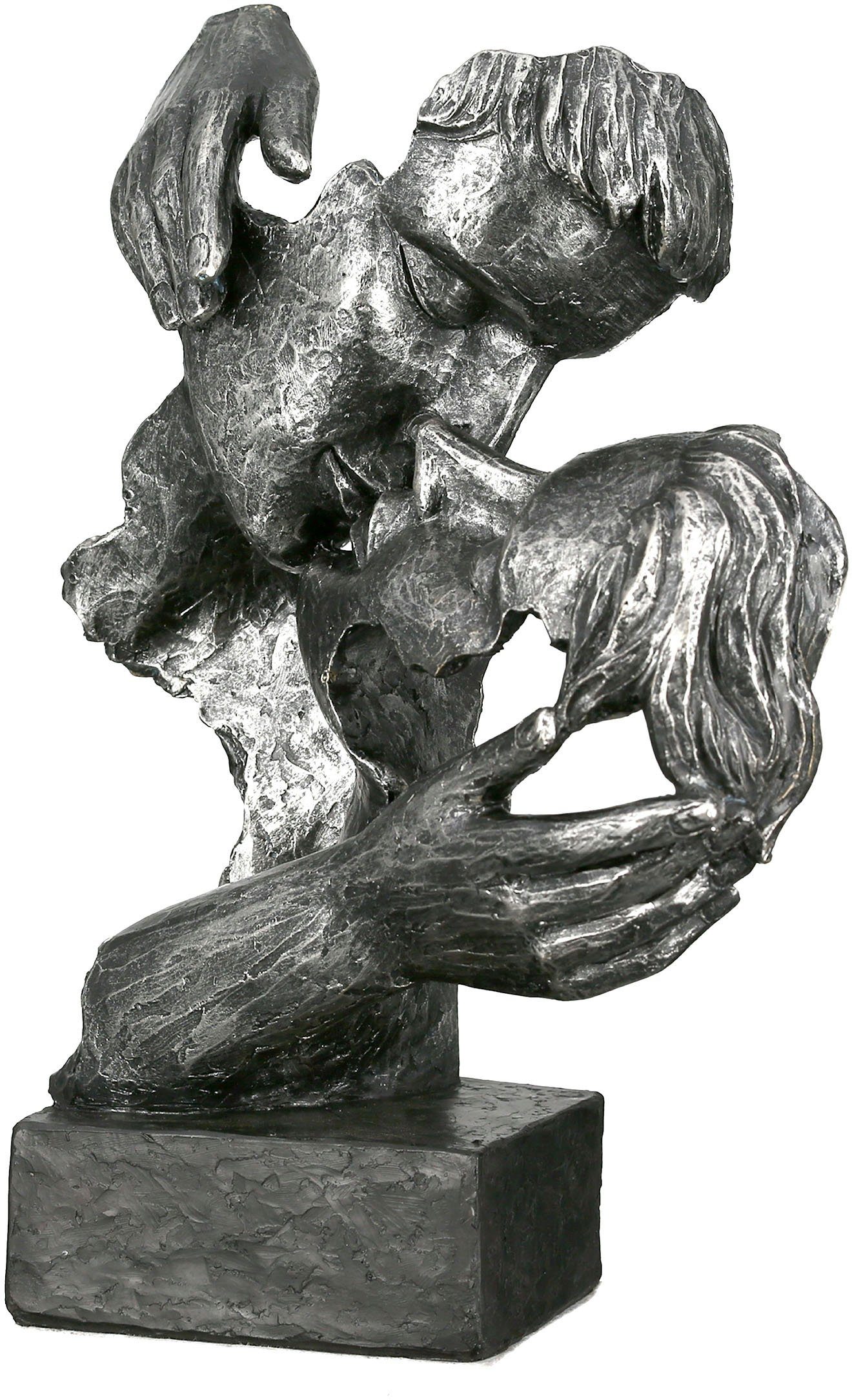 Deko Objekt Skulptur Colombo Weiss Silber 29 x 15 cm Wohnzimmer Dekoration