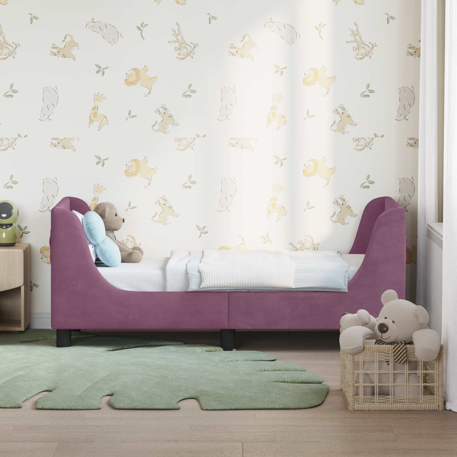 vidaXL Bett Kinderbettgestell mit Kopfteil Lila 70 x 140 cm Samt (1-tlg) günstig online kaufen