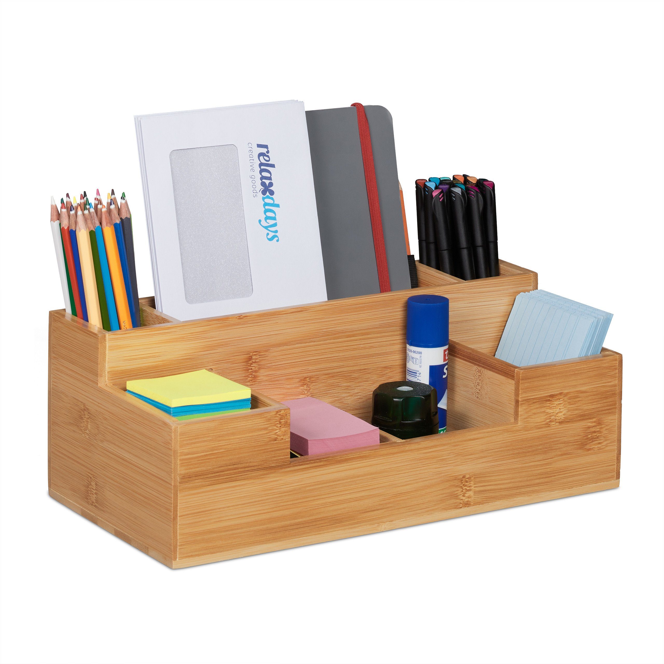 relaxdays Organizer Schreibtisch Organizer aus Bambus (1 St)
