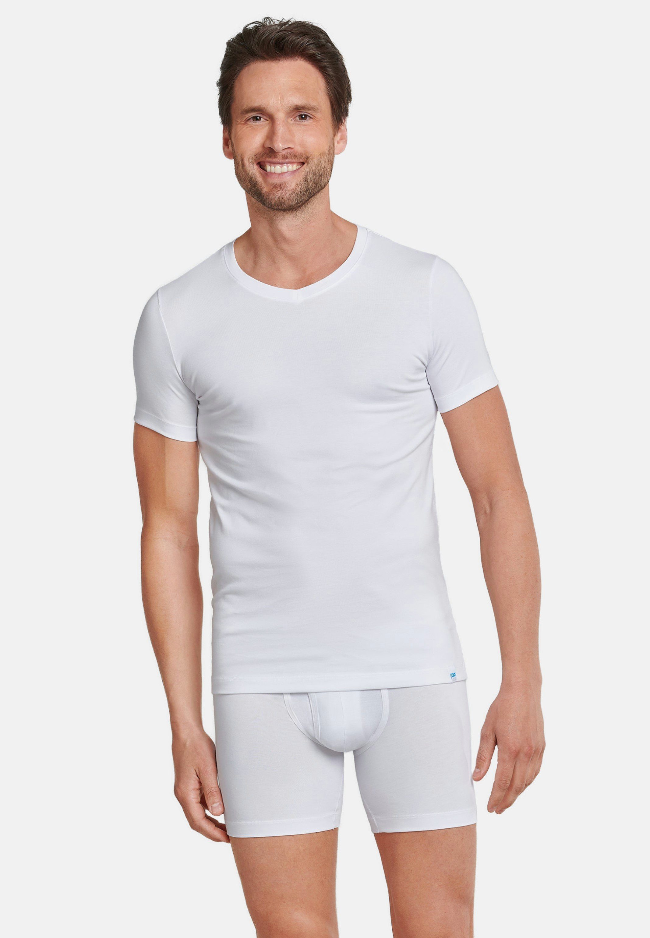 Schiesser Unterhemd Cotton Life Baumwolle Weiß Shirt (1-St) - Kurzarm / Unterhemd - Long