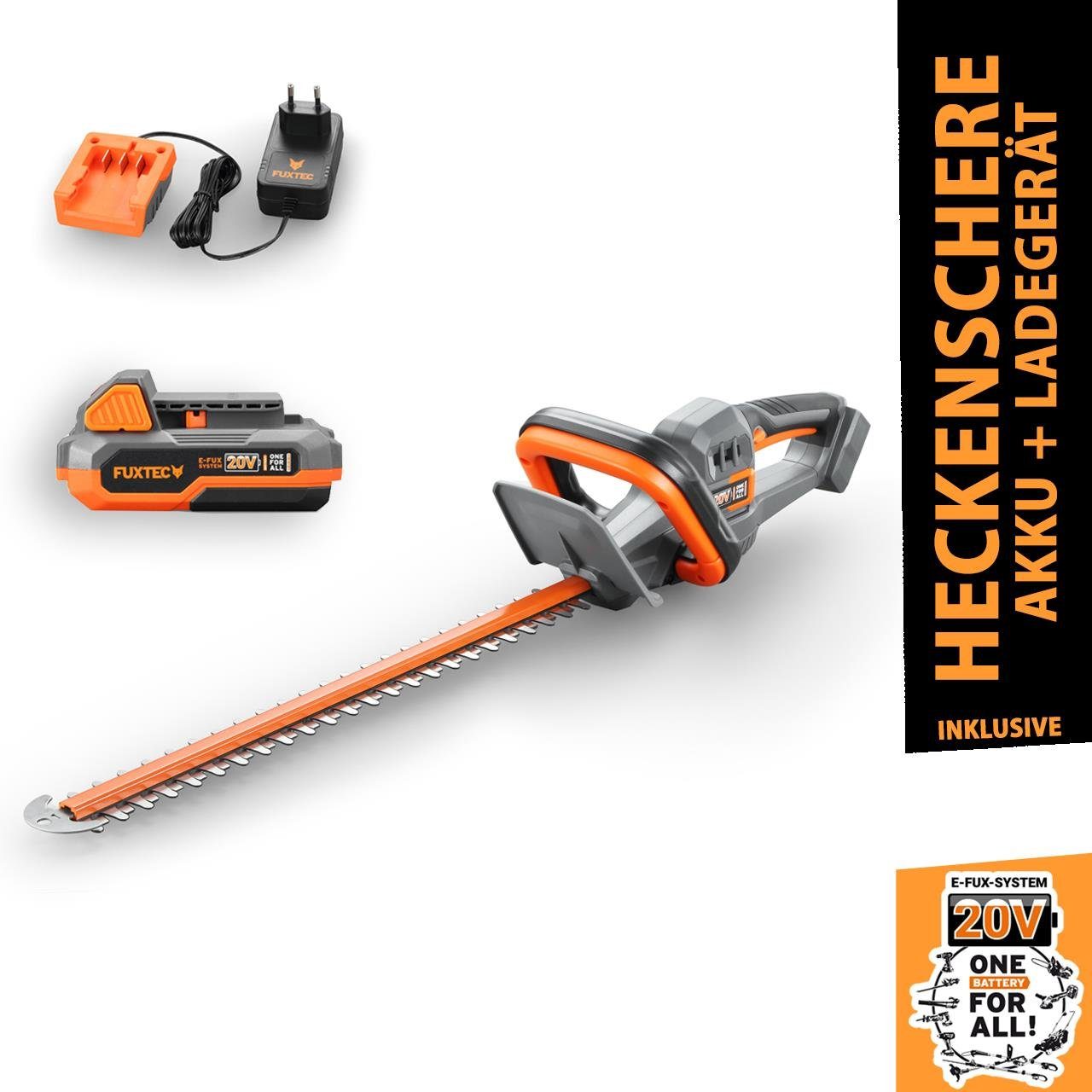FUXTEC Akku-Heckenschere FX-E1HS20-SET, 2Ah-Akku, 52cm Arbeitsbereich, 20V, günstig online kaufen