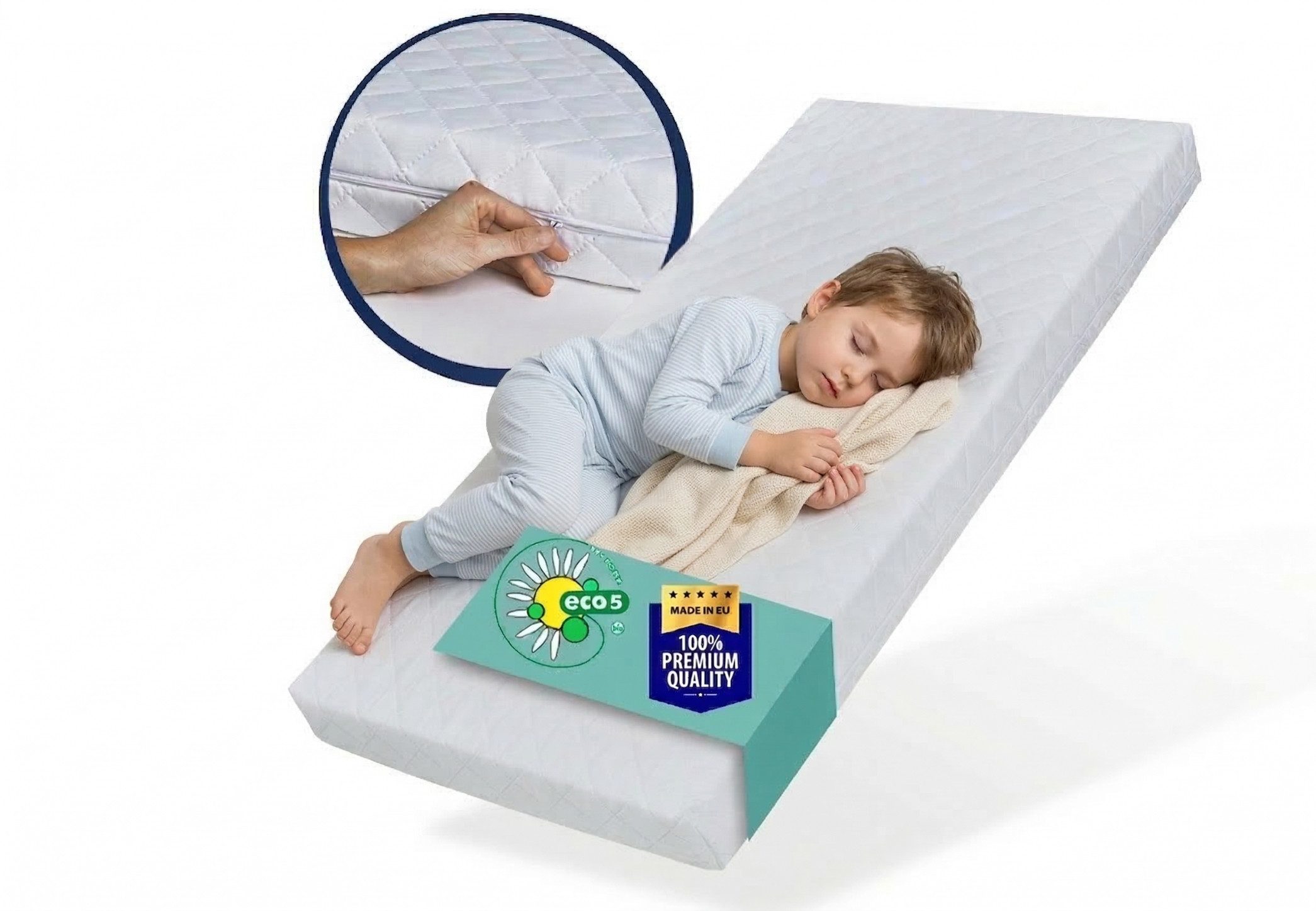 Kindermatratze SMART, Babymatratze mit abnehmbarem Bezug, waschbar bei 60°C, Kids Collective, 8 cm hoch, (Hergestellt in der EU), für Kinderbett, 200x90 cm, 8cm hoch, eco5 zertifiziert