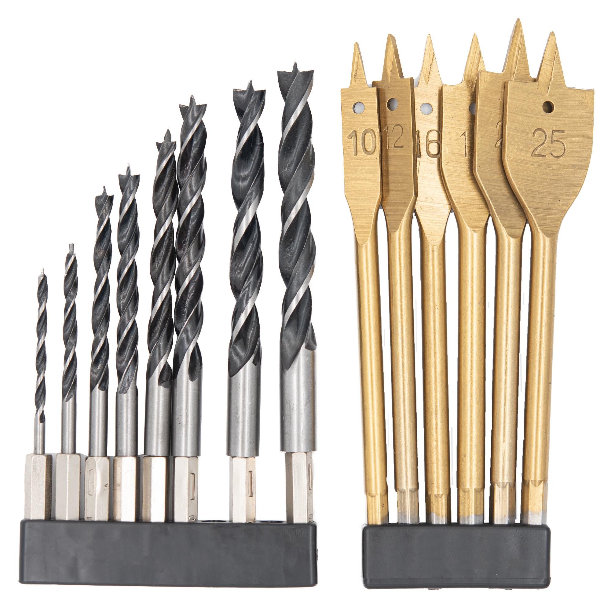 BENSON Holzbohrer Holzbohrer Flachholzbohrer Holzspiralbohrer Flachfräsbohrer 3-25 mm, Flachfräsbohrer, 3-25 mm, Bit, Bohrer